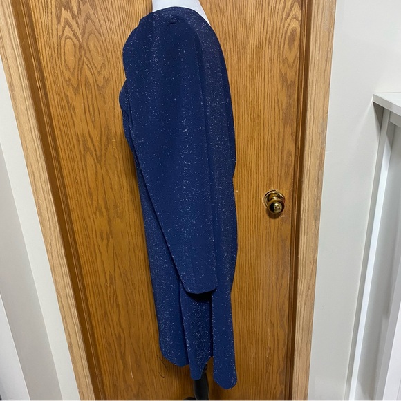 Beautiful plus size dark navy blue long sleeve one shoulder bodycon dress - Picture 5 of 9